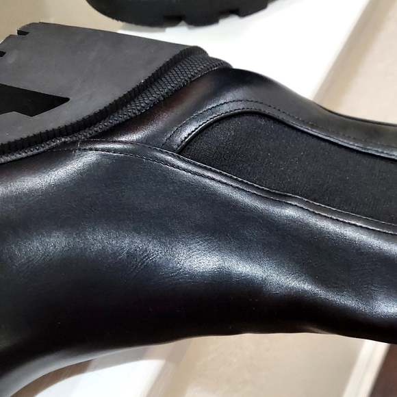 Black Ankle Chunky Heeled Boots W/ style idea pic. (NWOT) - Picture 4 of 13